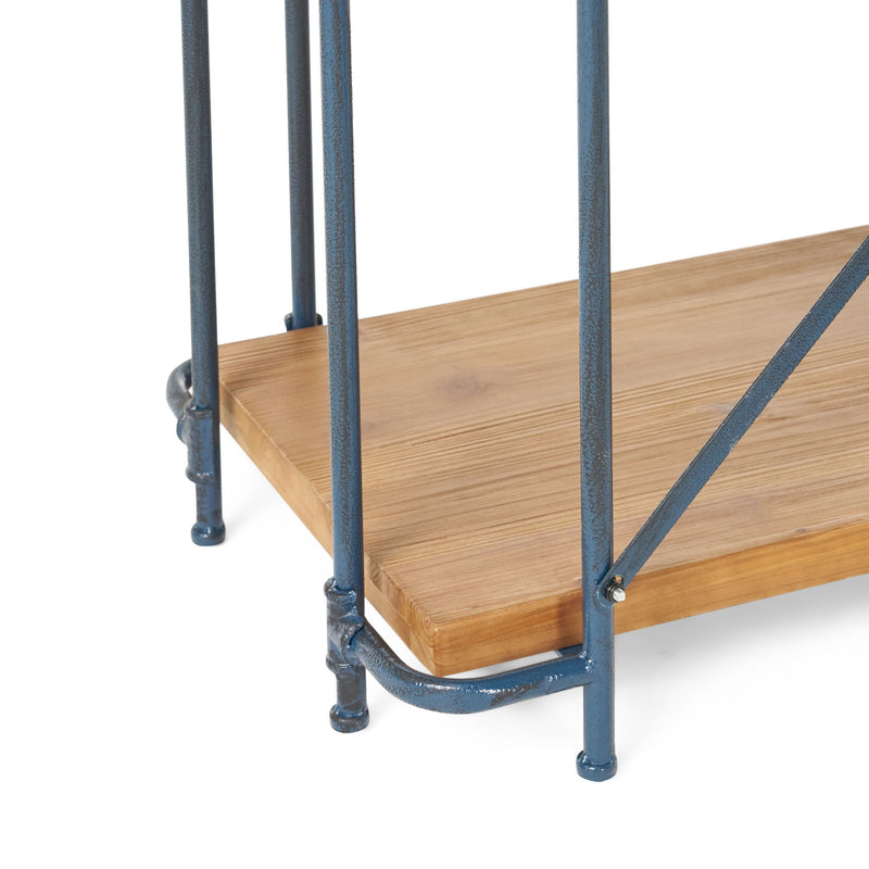 Yorktown - Industrial 5 Shelf Bookcase With Metal Pipework And Solid Fir - Natural