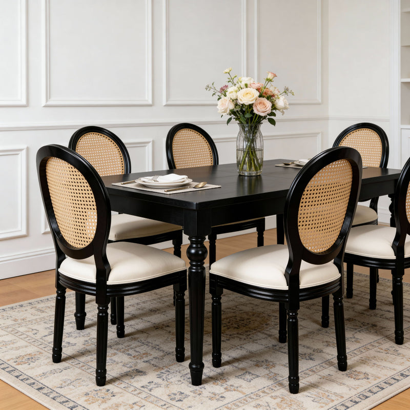Dining Chairs, Upholstered With Round Back (Set of 2) - Black