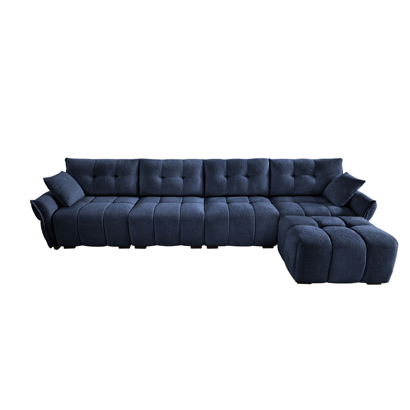 Sofa Set With Ottoman And Pillows, Textured, High Resilience Cushions