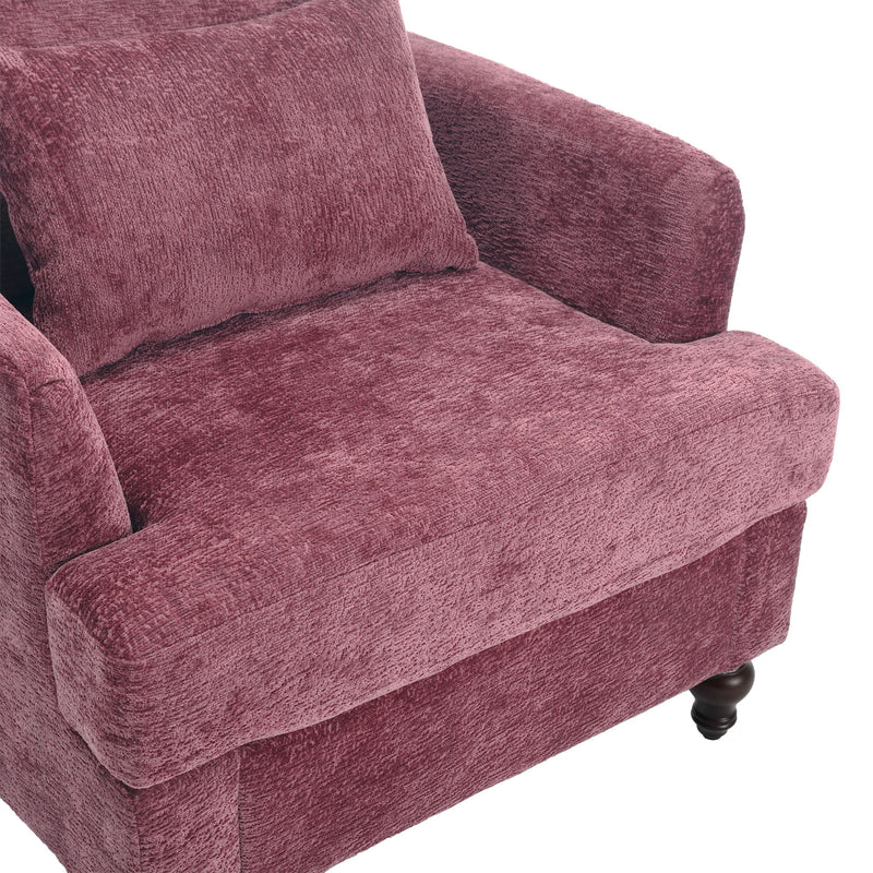 Modern Mid Century Wood Frame Armchair With Tufted Design