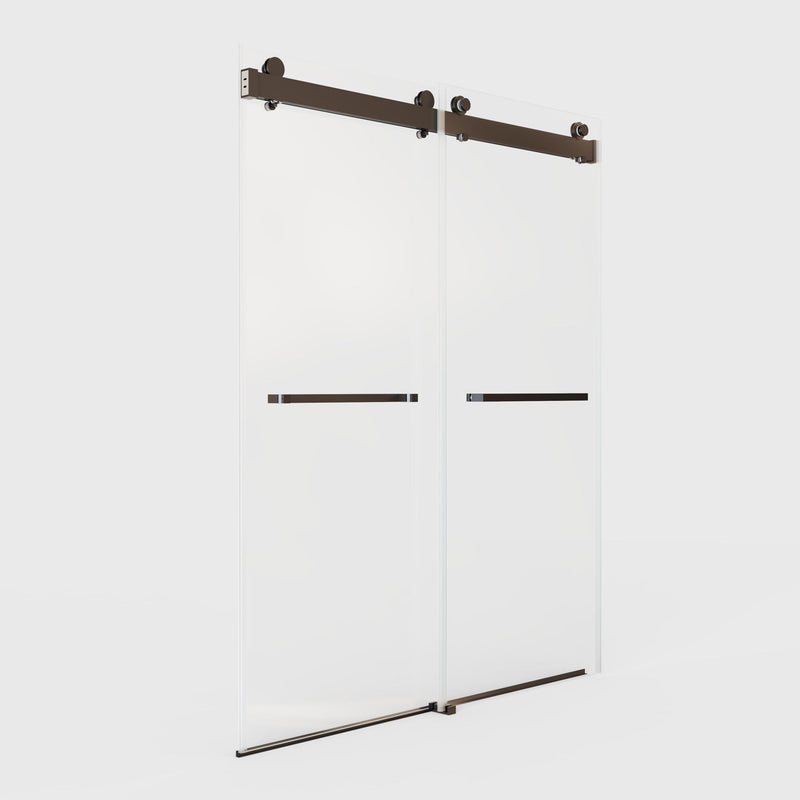 Frameless Double Sliding Soft-Close Shower Door, 3 / 8" (10Mm) Thick SGCC Tempered Glass Door, Matte