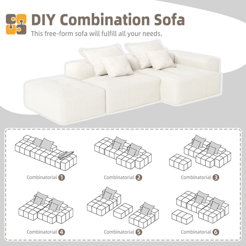 Modern Oversized Diy Combination Modular Sectional Sofa With Pillows