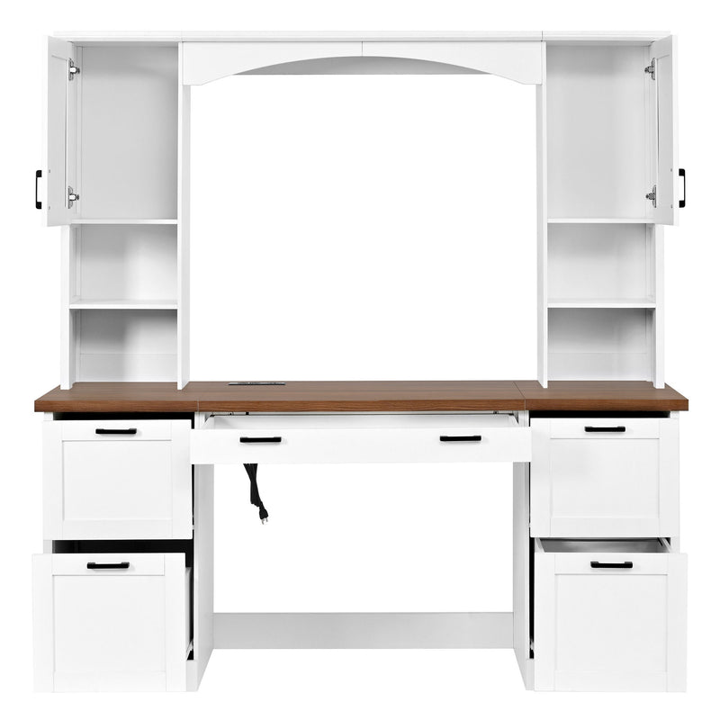 Farmhouse Computer Desk With Hutch