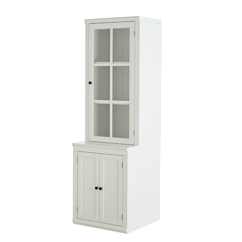 Retro Style Hutch Cabinet With Glass Door, China Cabinet For Home