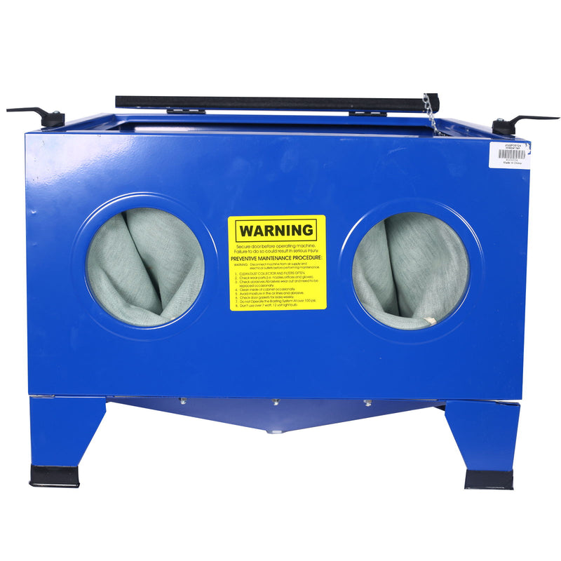 Bench Top Portable Sand Blaster Cabinet Kit 25 Gallon With 80 Psi Capacity - Blue