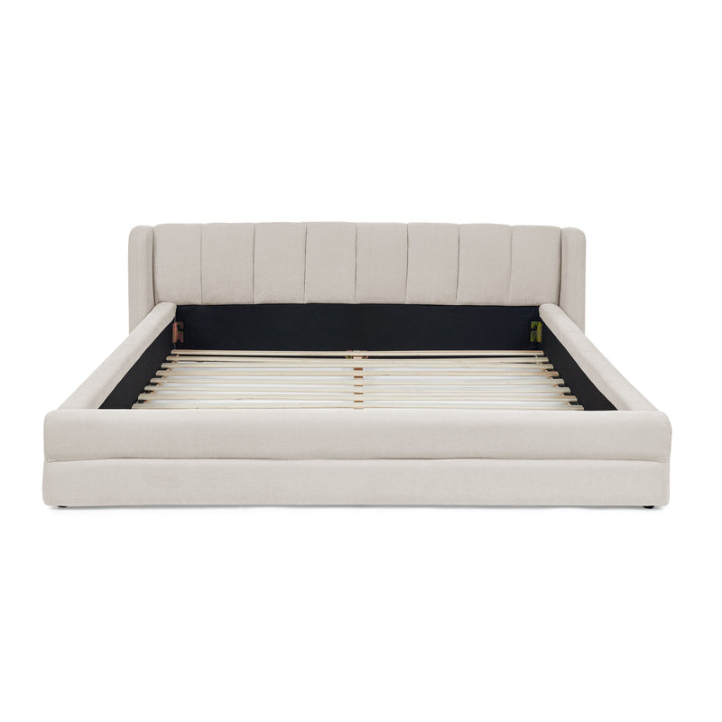 Modern Upholstered Bed Frame With Thick Fabric And Headboard