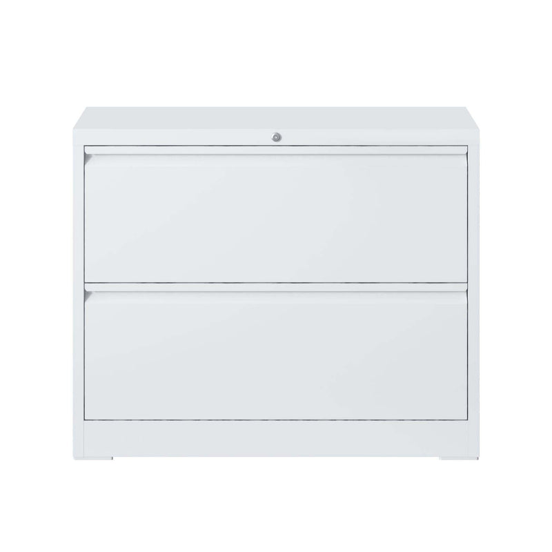Lateral File Cabinet 2 Drawer, Locking File Cabinet With Anti Tip Interlock, Heavy Duty Storage For Letter / Legal / A4 Files - White
