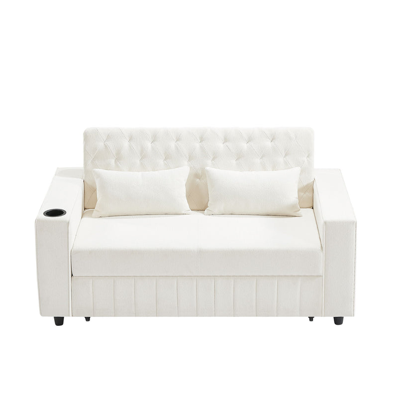 Pull-Out Sofa Bed Convertible Couch With Adjustable Backrest For Living Room