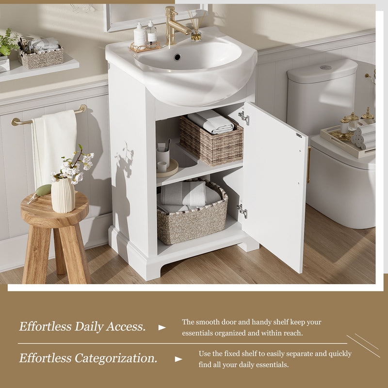 20" Bathroom Vanity With Bulged Sink, Freestanding Single Vanity Set, Soft Close Door