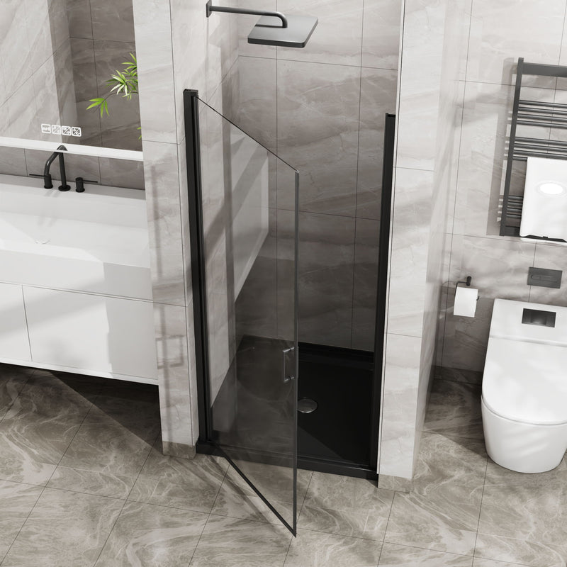 Pivot Shower Door, Tempered Glass, Semi Frameless