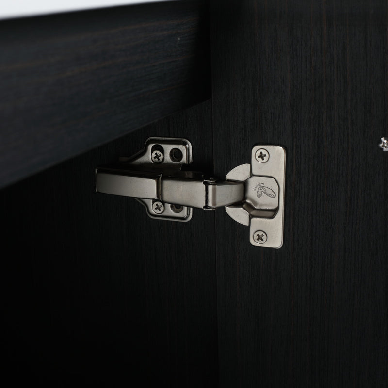 Modern Wall Mounted Bathroom Vanity With Left Sink And Storage Rack