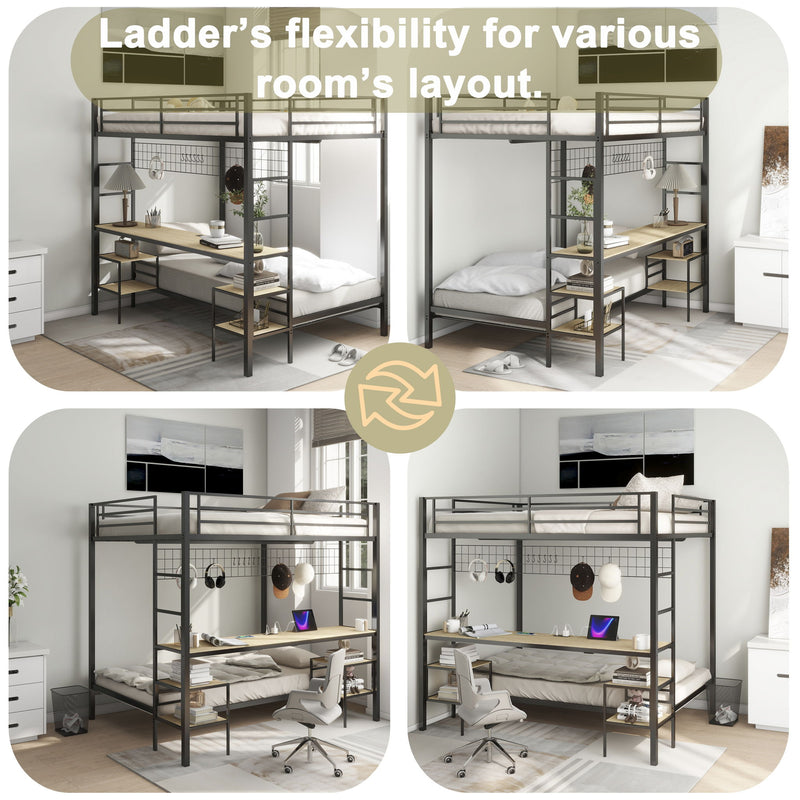 Ethan - Bunk Bed With Desk, Charging Station, Storage Shelves