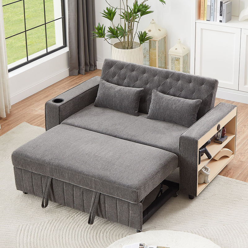 Pull-Out Sofa Bed Convertible Couch With Adjustable Backrest For Living Room