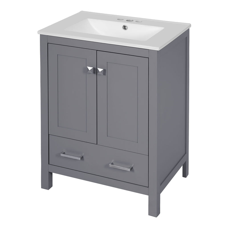 Bathroom Vanity With Integrated Undermount Ceramic Sink, 2 Doors And 1 Drawer, Soft Close Hinges