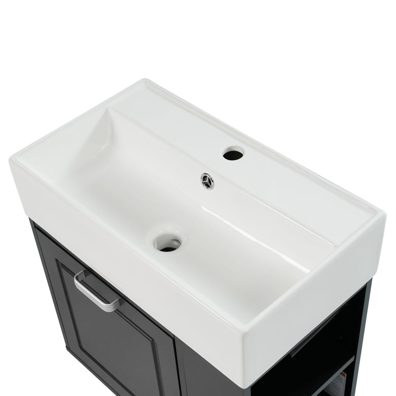 Modern Wall Mounted Bathroom Vanity With Sink, Soft Close Drawer, Adjustable Shelf, Toilet Paper Holder