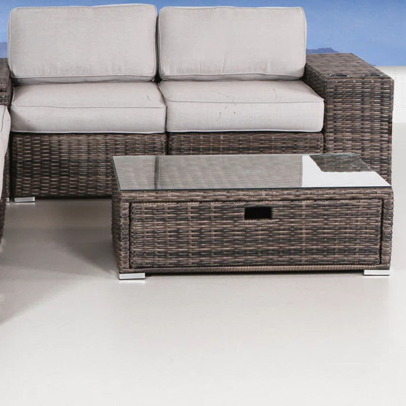 Modern Patio Rattan Sectional Set With Cushions