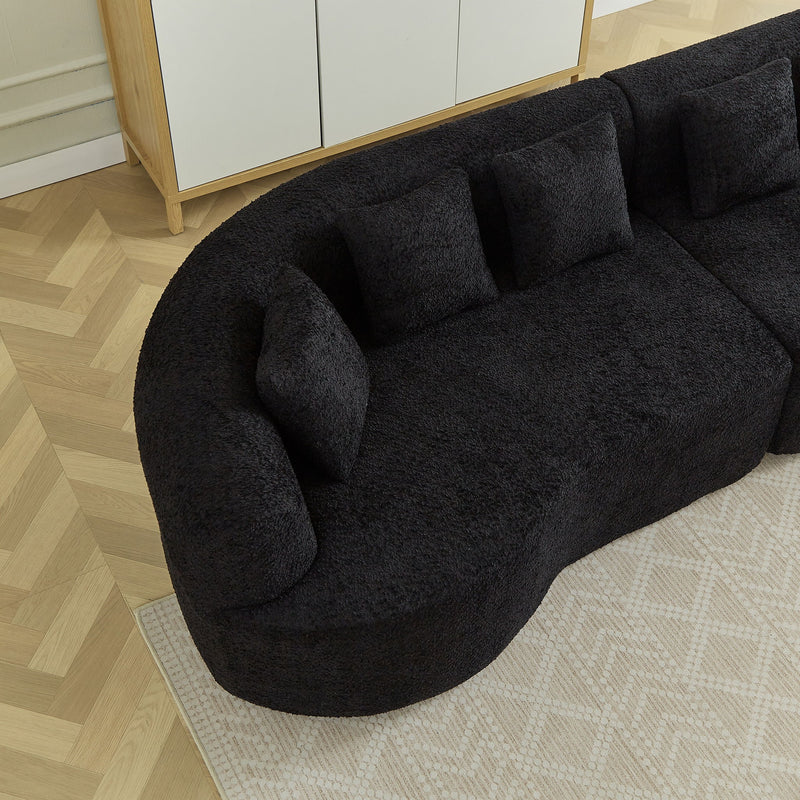 Curved Sectional Sofa With 6 Pillows