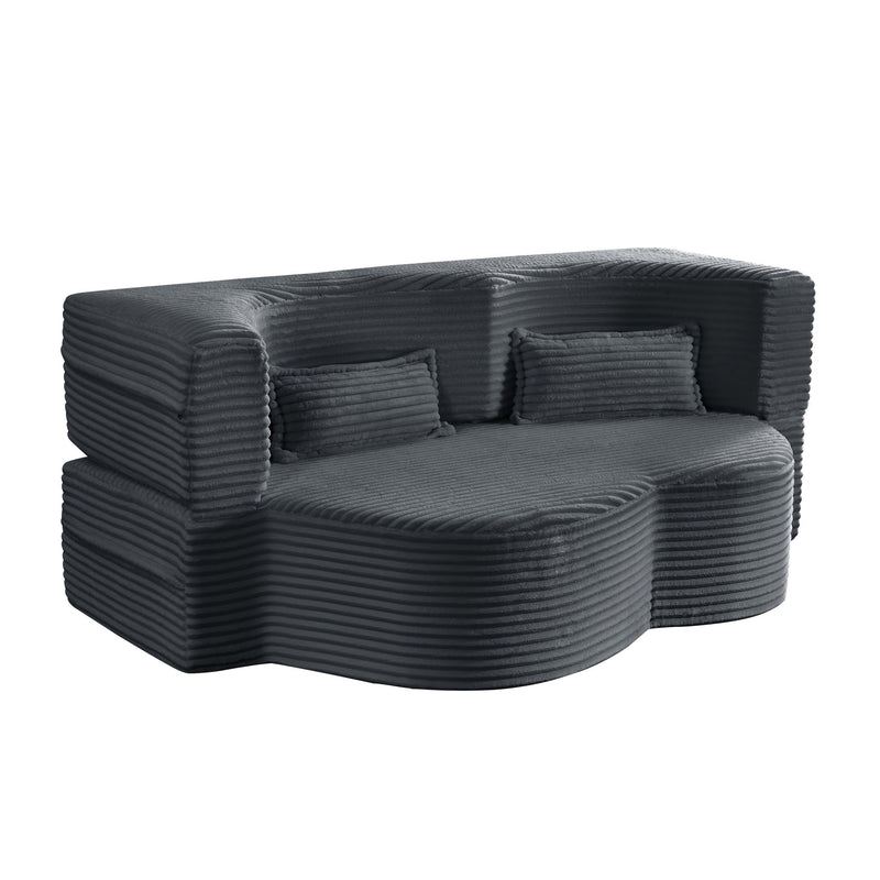 Floor Convertible Sleeper Sofa Bed With 2 Pillows