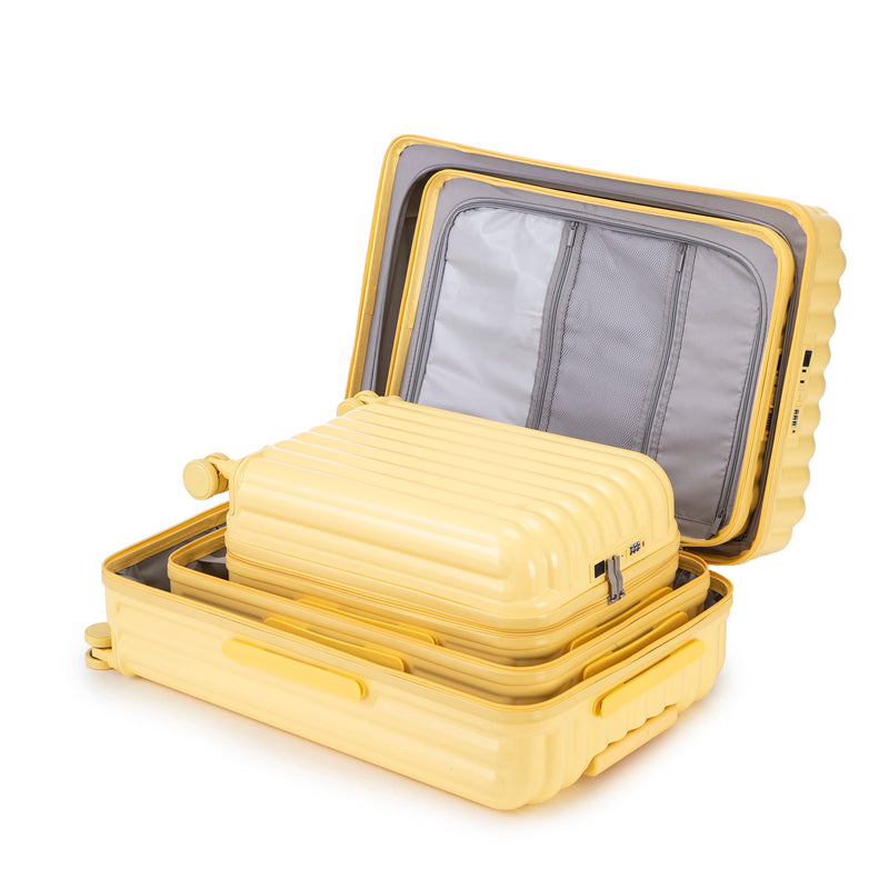 20" / 24" / 28" 3 Pieces / Set Spinner Wheel Luggage, Carry On Suitcase, With Cup Holder & USB Port & Phone Holder