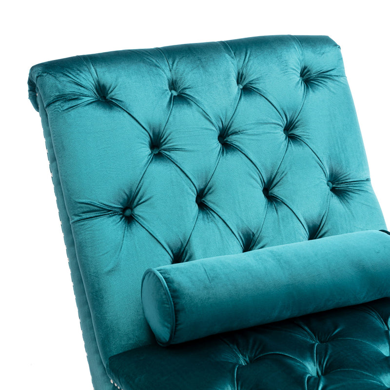 Chaise Lounge Indoor, Button Tufted Upholstered Chaise Lounge Chair With Pillow