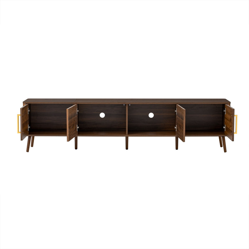 TV Stand For TVs Up To 85" With Fluted Door, Cable Management, Soft-Closing Hinges - Walnut