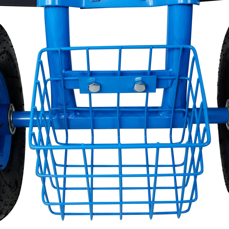 Rolling Garden Scooter Cart Seat With Wheels, 360 Swivel Seat, Tool Tray