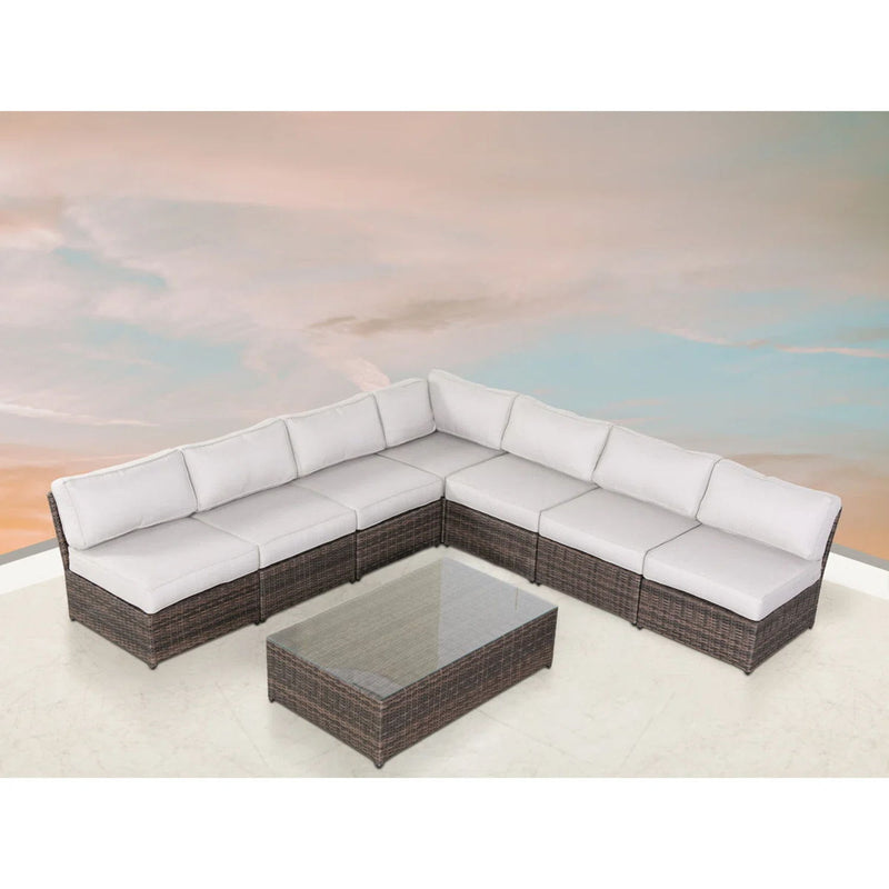 Comfortable Modern Patio Rattan Sectional Set With Cushions