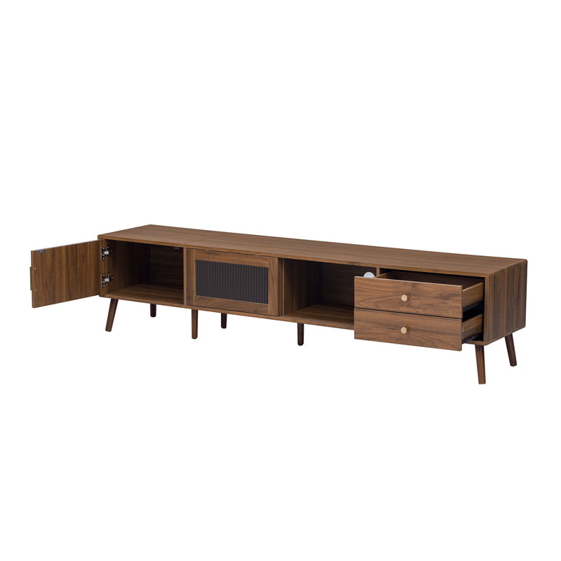Doors TV Stand For TVs Up To 85", Entertainment Center With Storage Cabinets, TV Media Console Table For Living Room - Natural