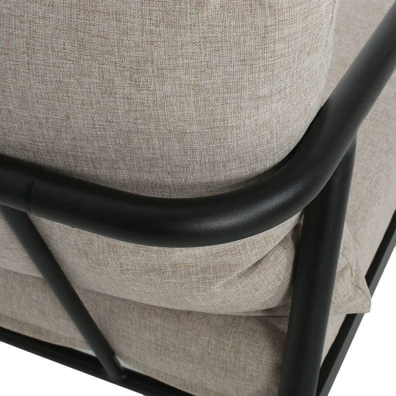 Leora - Modern Minimalist Round Tube Sofa Chair With Cushions - Beige / Black