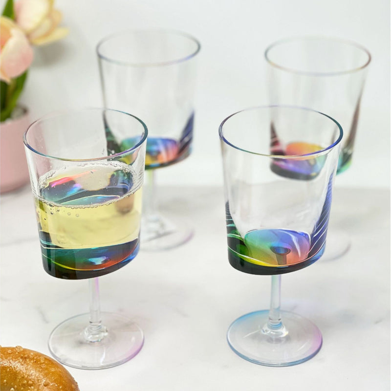 Halo Leadingware Oval Plastic Wine Glasses (Set of 4), Unbreakable Bpa Free Acrylic, 12Oz - Clear