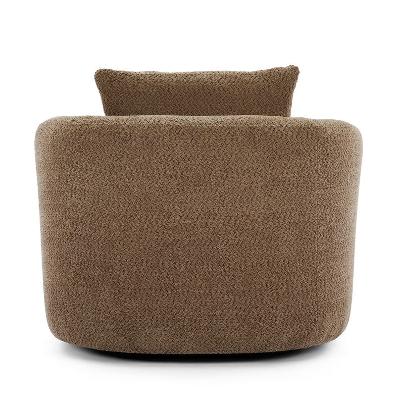 360° Swivel Barrel Sofa Chair With Throw Pillow, Upholstered Accent Chair