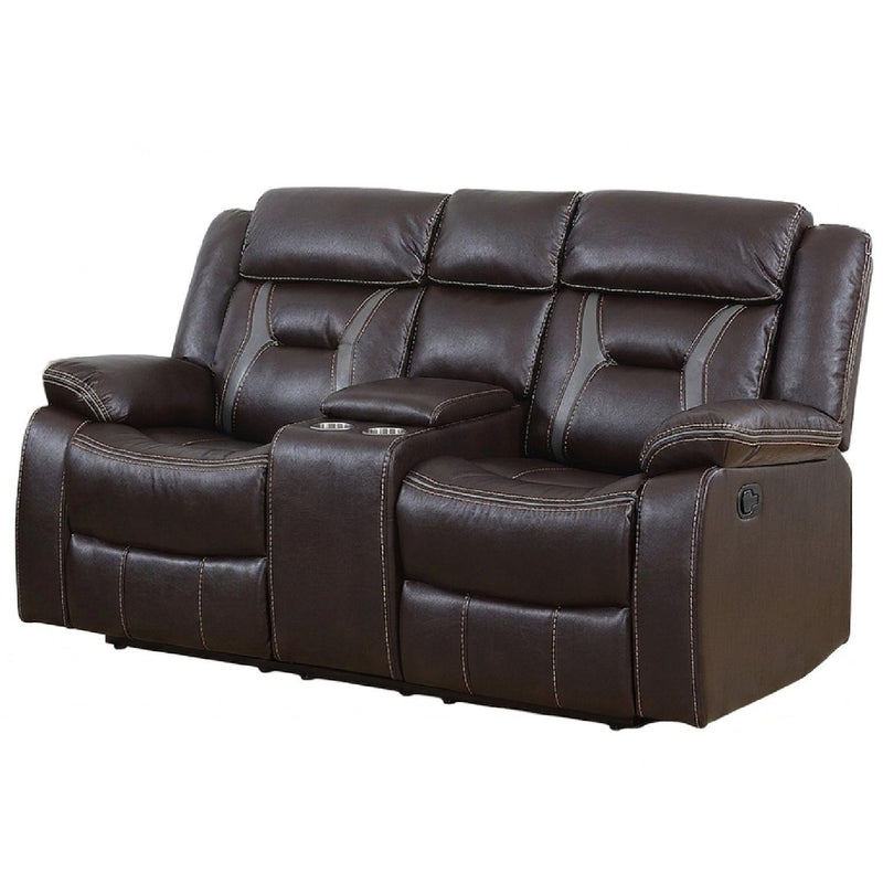 Modern Reclining Loveseat With Console, Cup Holders, Storage