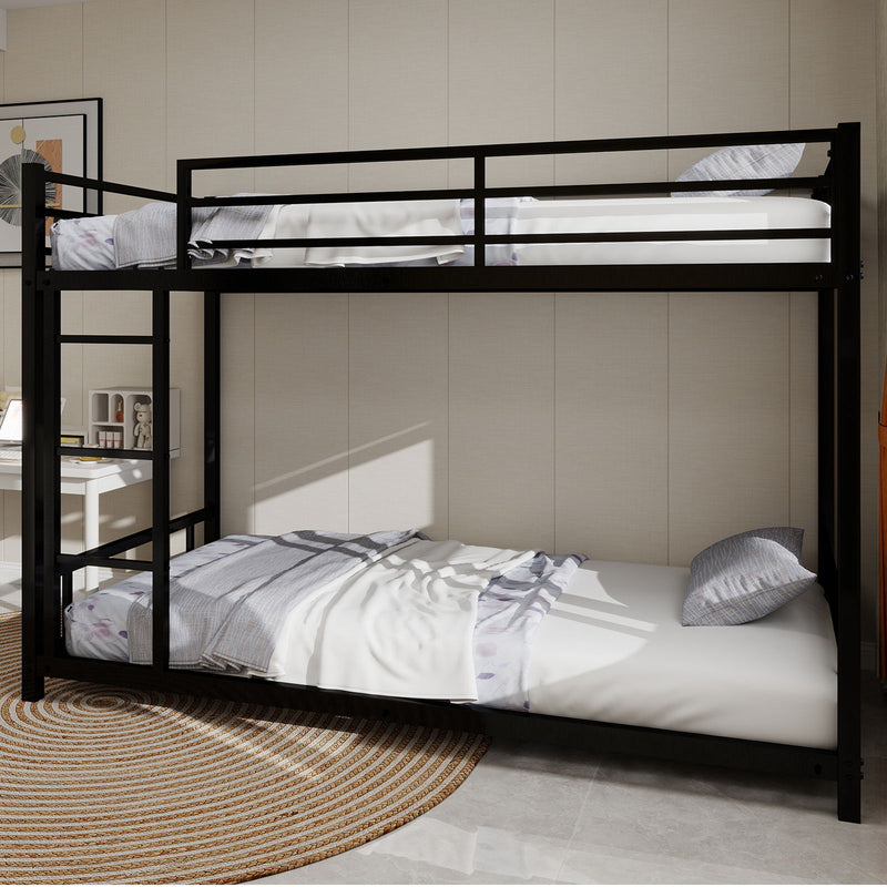 Bunk Bed With Noise Reduction And Safety Guardrail