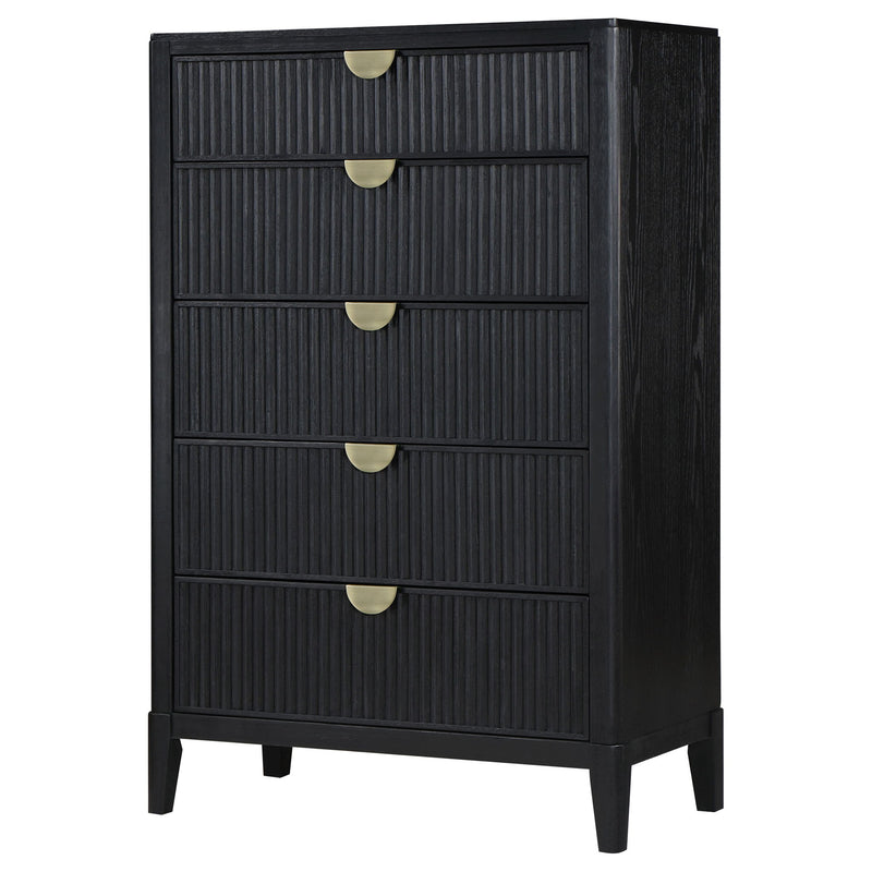 Mason - 5 Drawer Chest With Fluted Design - Black