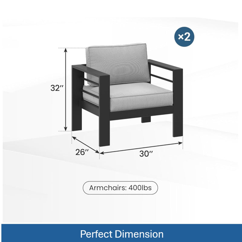 Outdoor Patio Set With All-Weather Thick Cushions