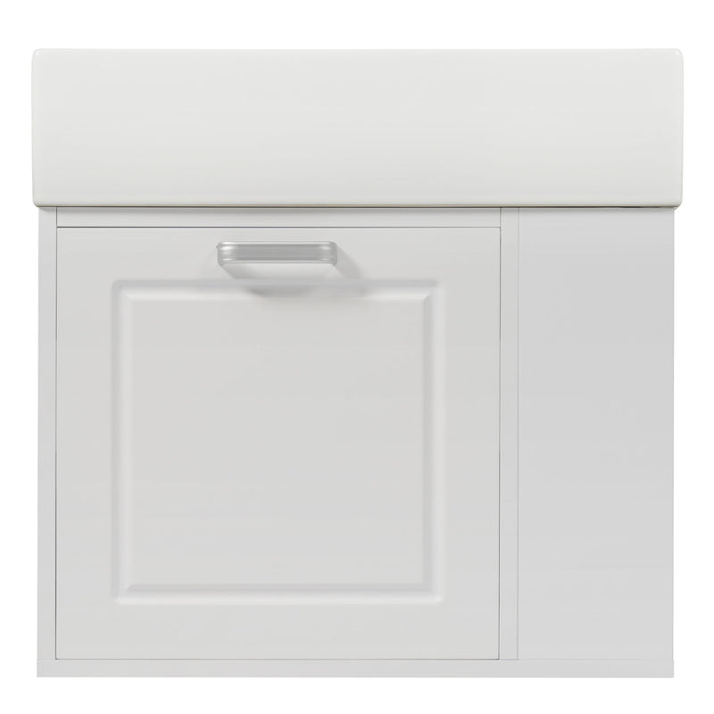 Modern Wall Mounted Bathroom Vanity With Sink, Soft Close Drawer, Adjustable Shelf, Toilet Paper Holder