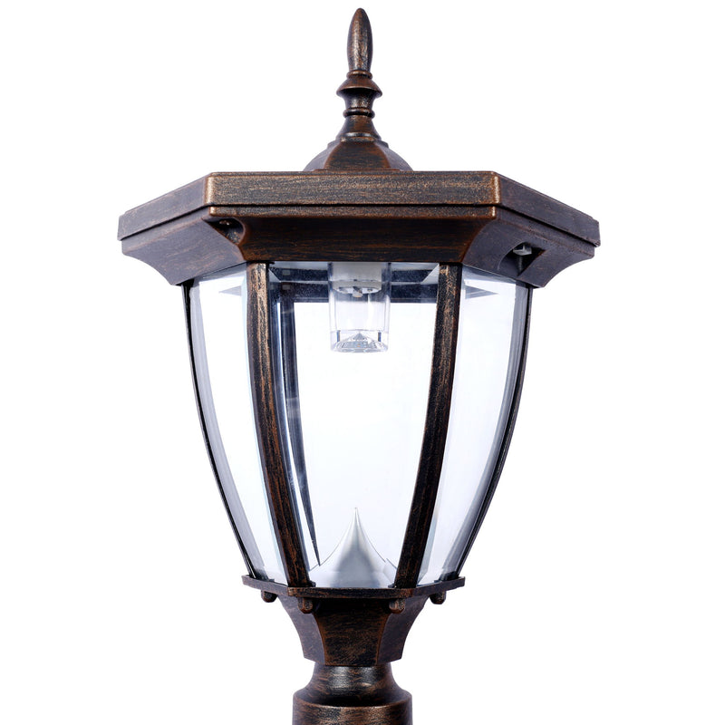 Stratford - Heavy Duty Cast Aluminum Mailbox With Post And Solar Light, Fluted Base, Decorative Modern Mailbox - Brown