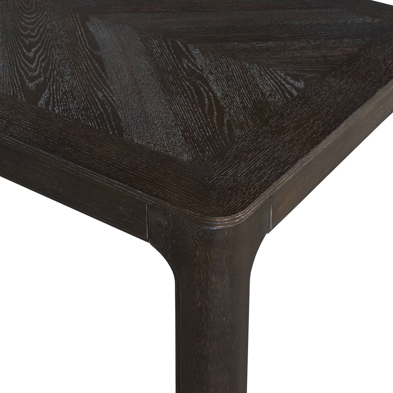 Rectangular Dining Table With Parquet Top, Rounded Corners