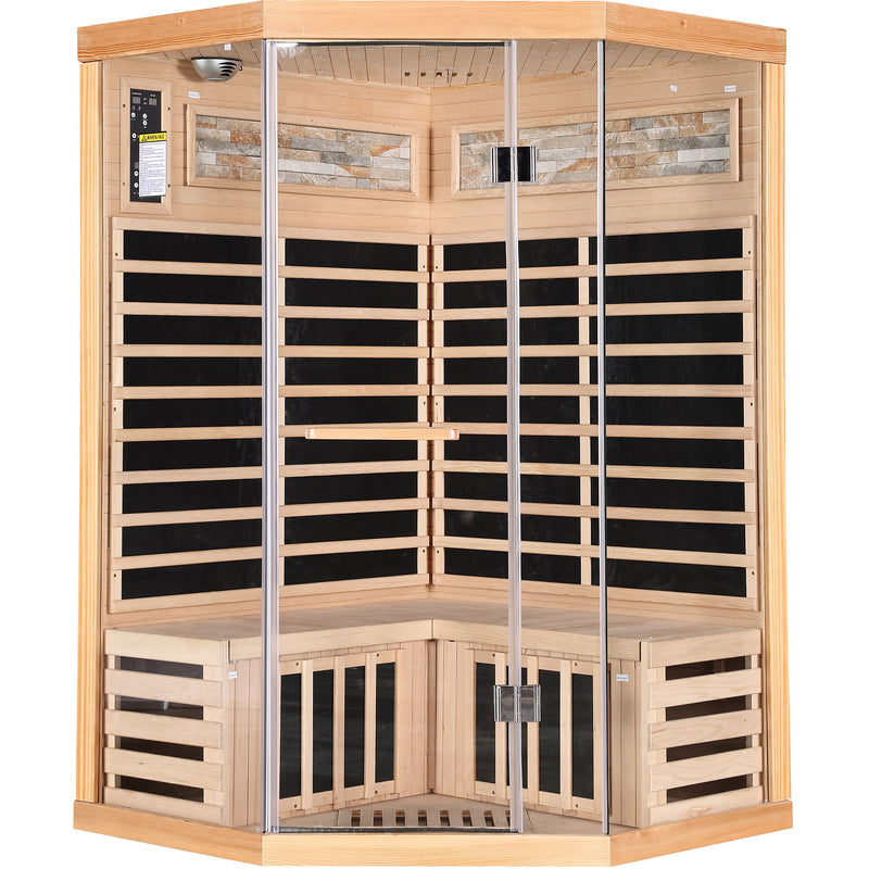Double Sauna Room With Carbon Heating Plates - White Oak
