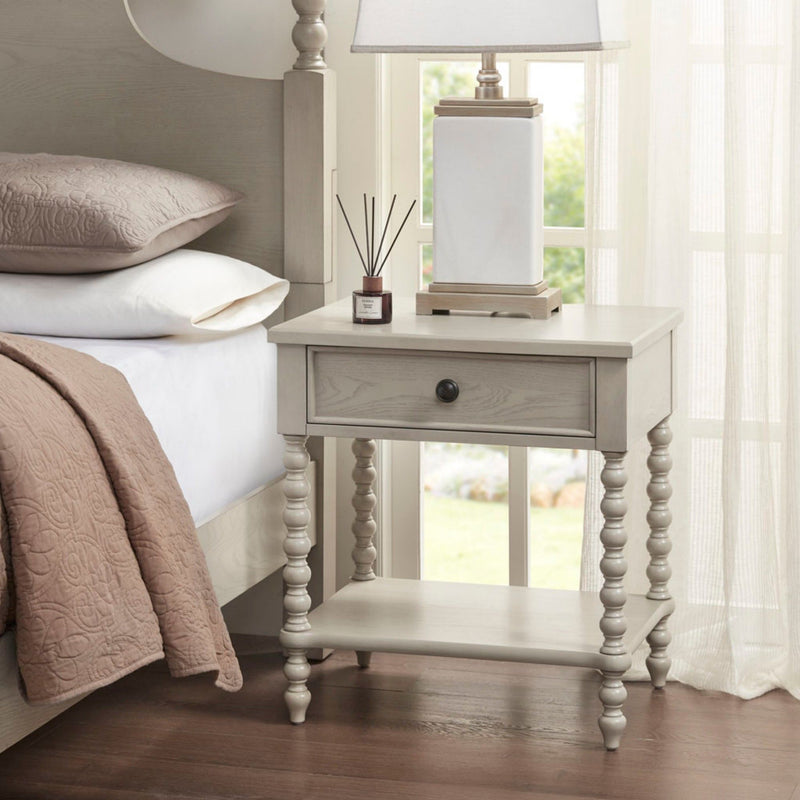 Traditional Durable Nightstand Table With Drawer And Shelf