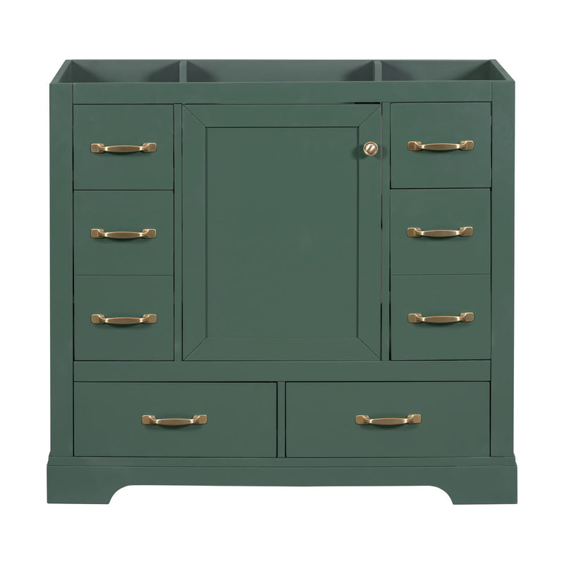 Modern Bathroom Vanity Base Only, 6 Drawer Storage With Adjustable Shelf
