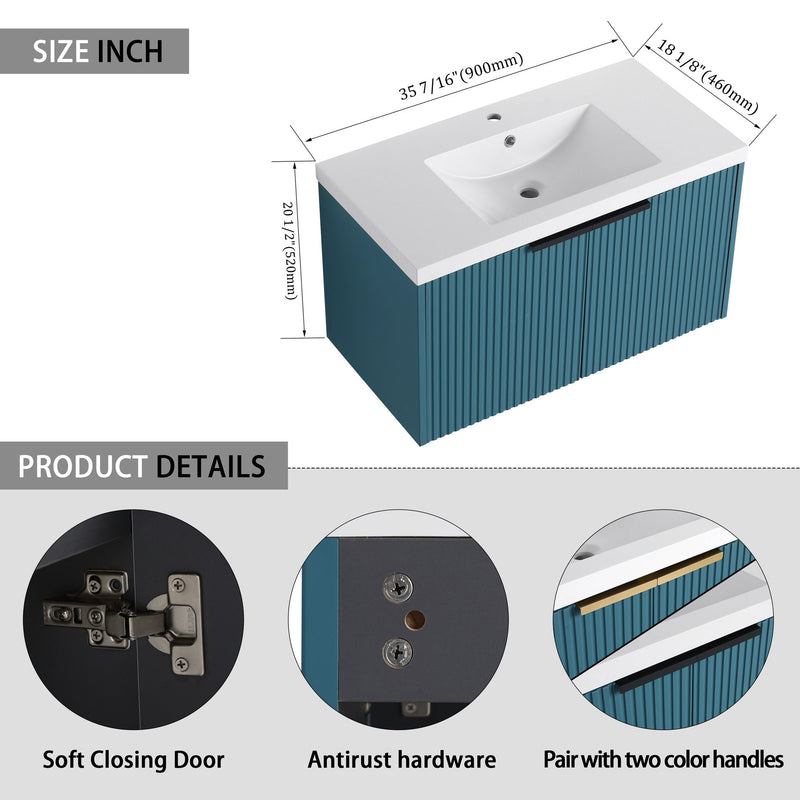 Contemporary Wall Mounted Bathroom Vanity With Resin Double Sink