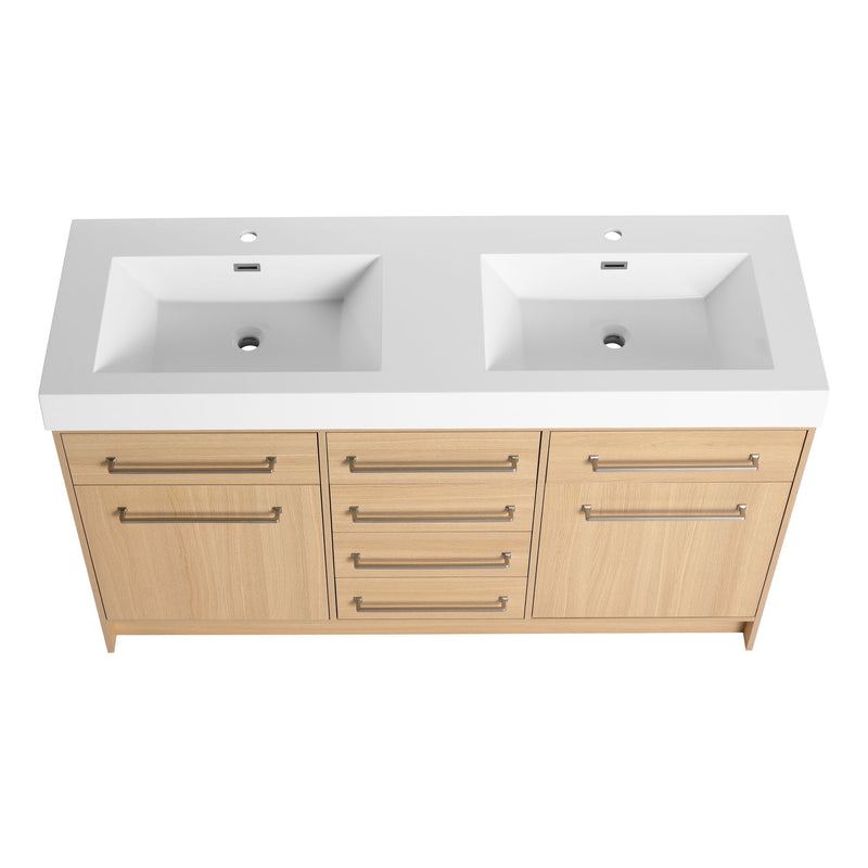 Freestanding Bathroom Vanity With Resin Sink, Soft-Closing Doors And Drawers