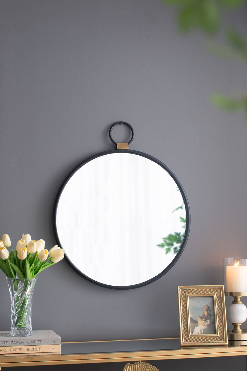 Wall Mirror With Frame, Contemporary Minimalist Accent Mirror For Living Room, Foyer, Entryway, Bedroom - Black