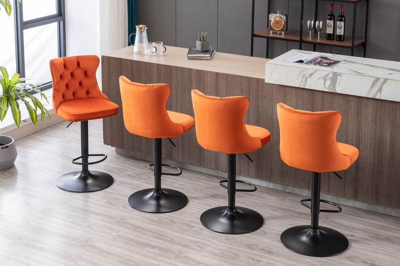 Swivel Barstools Adjusatble Seat Height, Modern Upholstered Bar Stools With Backs Comfortable Tufted For Home Pub And Kitchen Island (Set of 2)