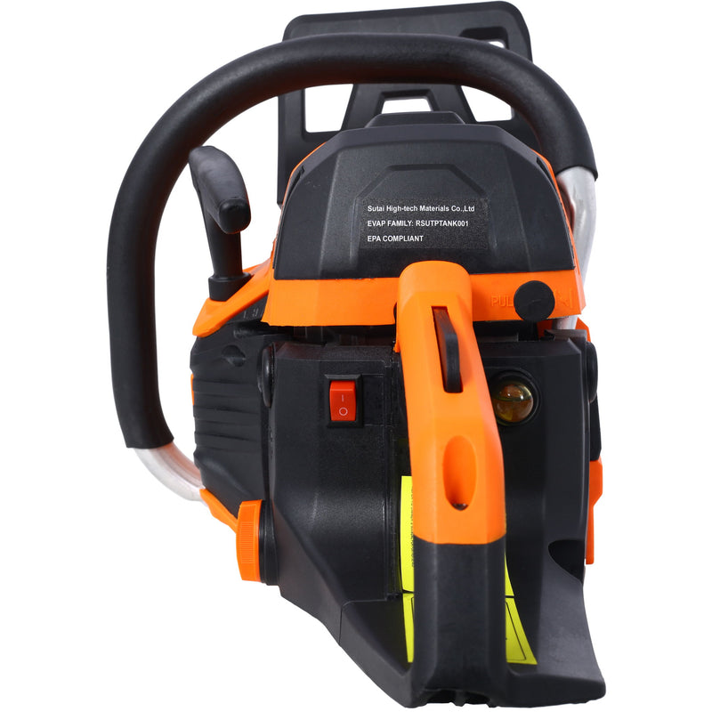 62Cc Gas Powered Chainsaw 2 Cycle Handheld Cordless Chain Saw Aluminium 18" And 20" Guide Bar - Orange