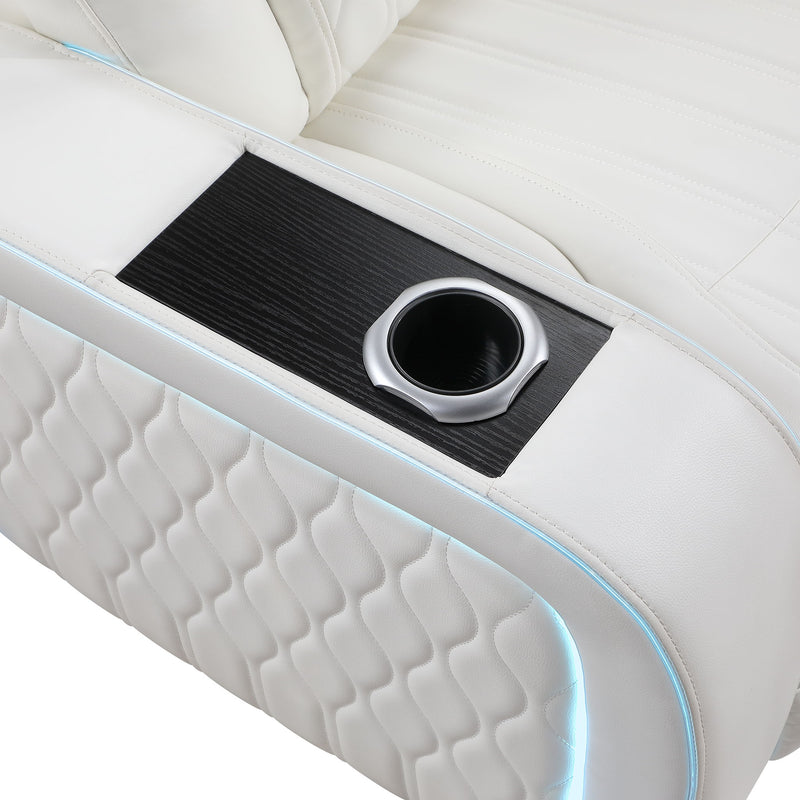 Electra - Power Recliner Sectional Sofa With Power Headrests, Console Loveseats, Wedge, LED Light Strip, Speakers