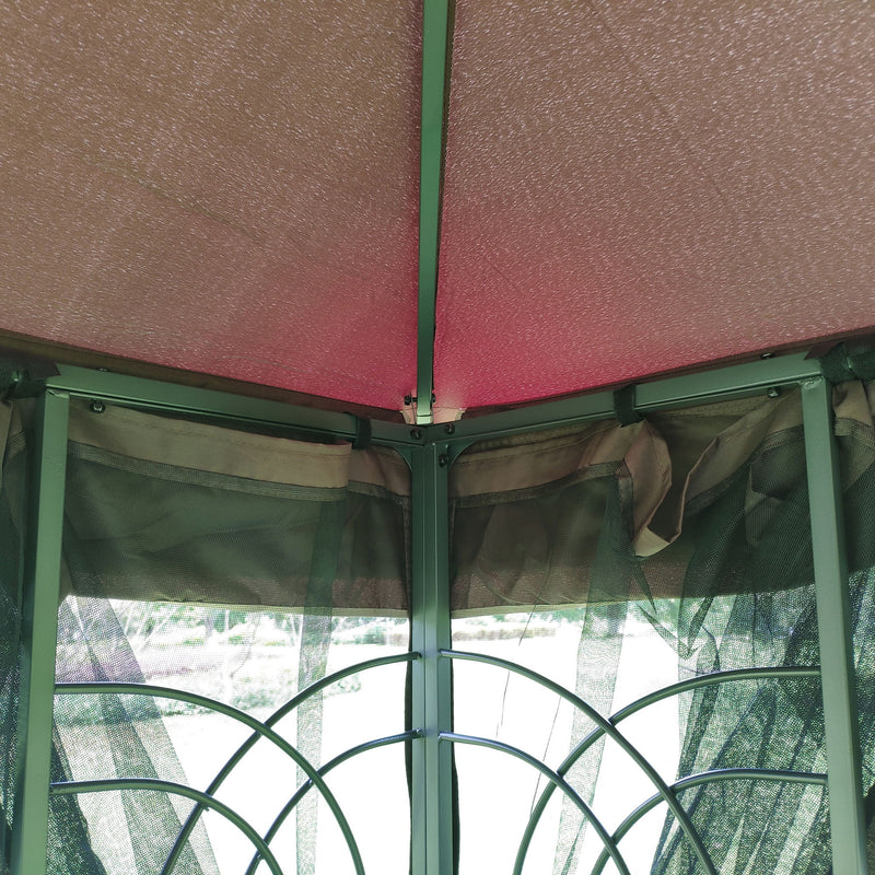 Patio Gazebo Tent With Ventilated Double Roof And Mosquito Net