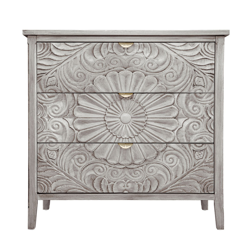 3 Drawer Cabinet, American Furniture, Suitable For Bedroom, Living Room - Light Gray