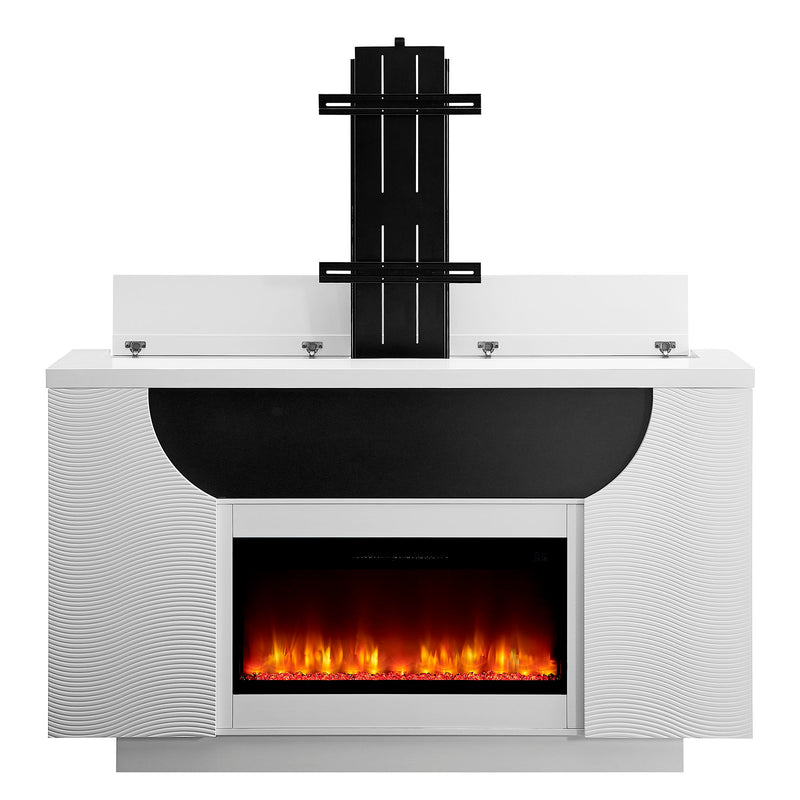 Aurora - Fireplace TV Lift With Adjustable Temperature And LED Colors - White